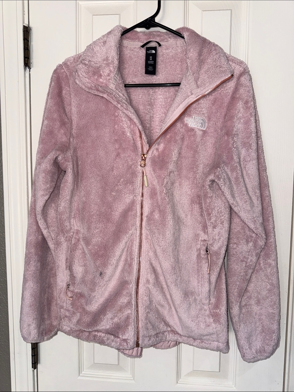 The North Face Dusty Pink Plush Full-Zip Hoodie Jacket size medium